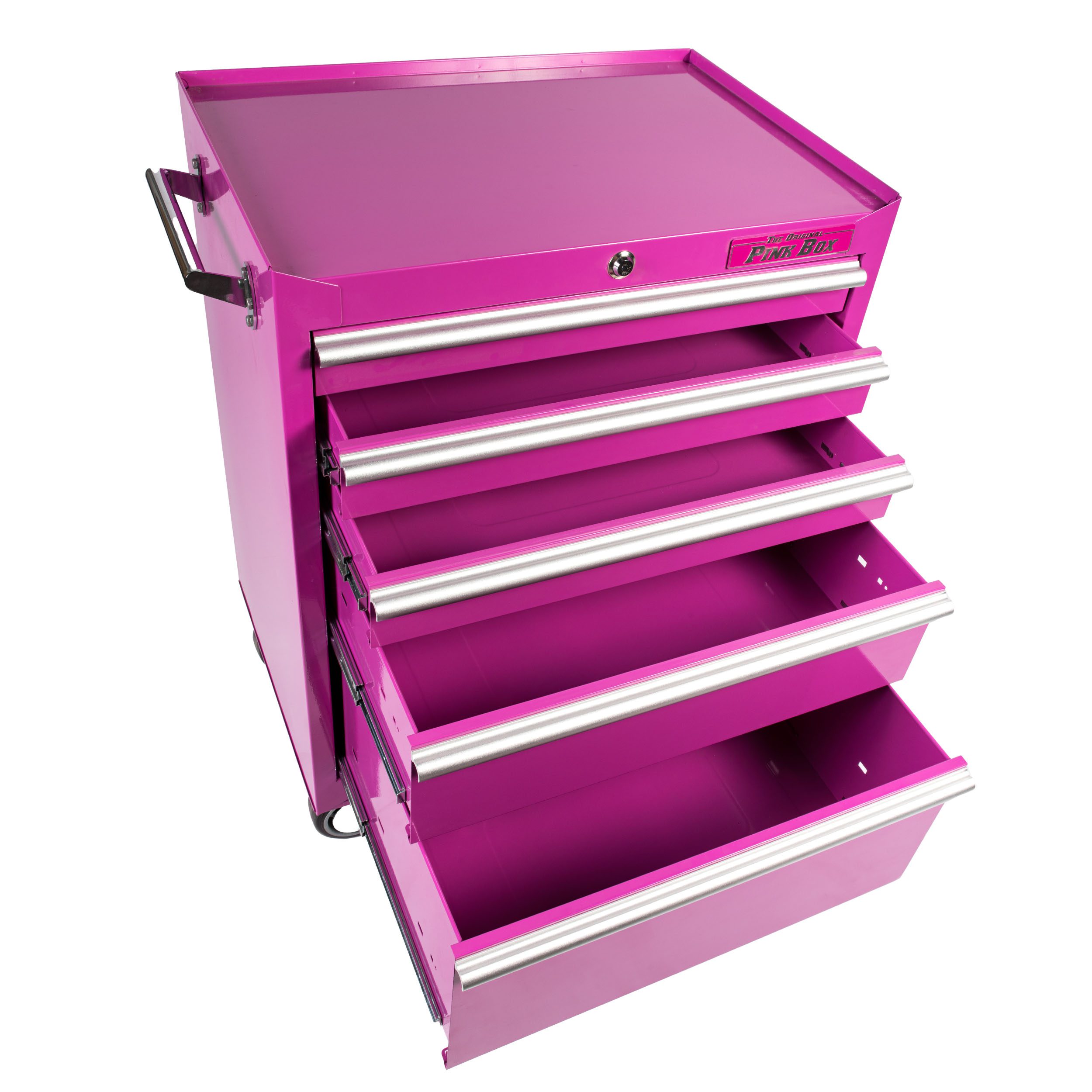 The Original Pink Box 26.75-in W x 47.5-in H 5-Drawer Steel Rolling Tool  Cabinet (Pink) in the Bottom Tool Cabinets department at